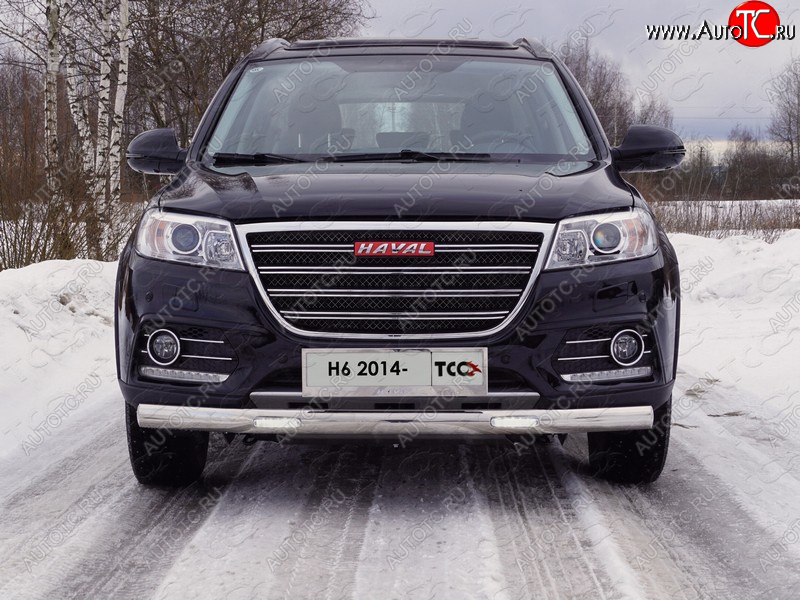 40 999 р. Защита передняя нижняя овальная с ДХО 75х42 мм ТСС Тюнинг  Haval H6 (2013-2020) (нержавейка)  с доставкой в г. Горно‑Алтайск