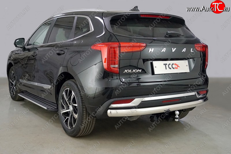 21 499 р. Защита заднего бампера (1.5 2WD, овальная, d75х42 мм) TCC  Haval Jolion (2020-2024) дорестайлинг  с доставкой в г. Горно‑Алтайск