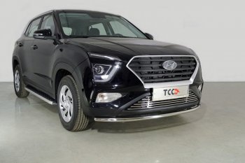 Защита переднего бампера нижняя d42,4 мм ТСС Тюнинг Hyundai Creta SU (2020-2022)  (нержавейка)