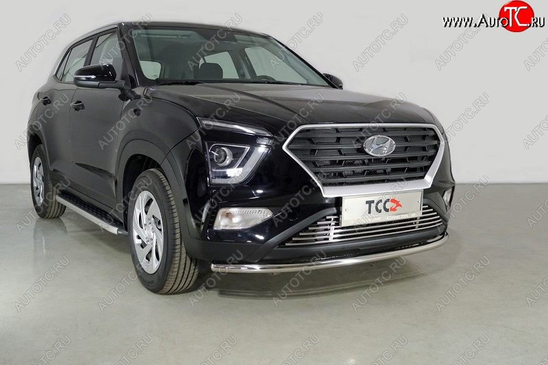 17 799 р. Защита переднего бампера нижняя d42,4 мм ТСС Тюнинг Hyundai Creta SU (2020-2022) (нержавейка)  с доставкой в г. Горно‑Алтайск