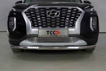 37 999 р. Защита переднего бампера нижняя с ДХО 60,3 мм ТСС Тюнинг Hyundai Palisade LX2 (2018-2022) (нержавейка)  с доставкой в г. Горно‑Алтайск. Увеличить фотографию 1