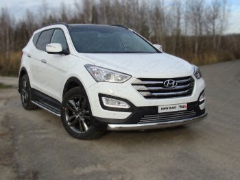 Защита переднего бампера овальная длинная 75х42 мм ТСС тюнинг Hyundai (Хюндаи) Santa Fe (Санта)  DM (2012-2016) DM дорестайлинг ()