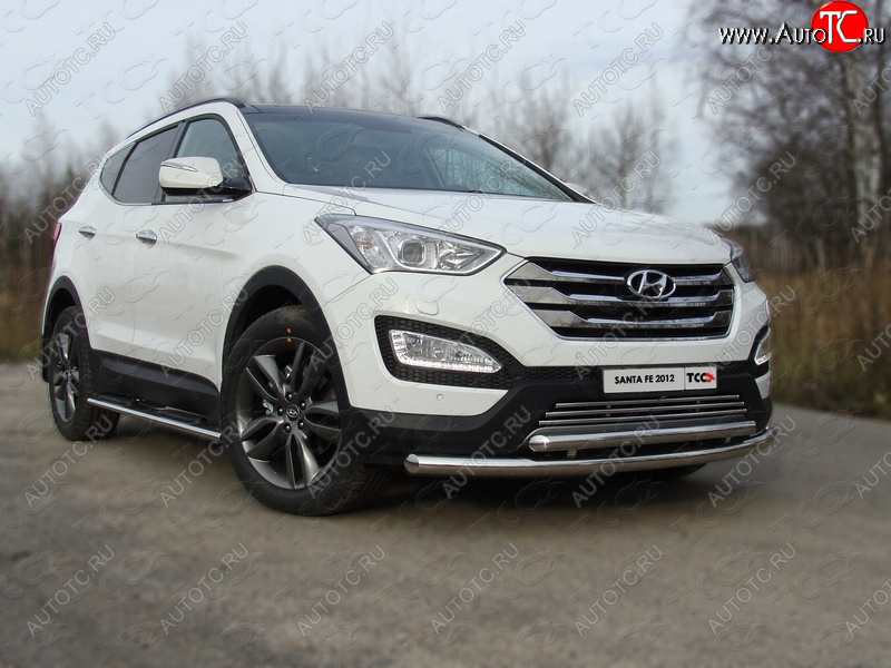 22 599 р. Защита переднего бампера нижняя d60,3*50,8 мм ТСС Тюнинг Hyundai Santa Fe DM рестайлинг (2015-2019) (нержавейка)  с доставкой в г. Горно‑Алтайск