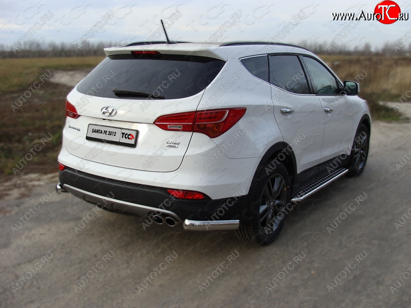 13 499 р. Защита заднего бампера (уголки, d75х42 мм) TCC Hyundai Santa Fe DM дорестайлинг (2012-2016)  с доставкой в г. Горно‑Алтайск