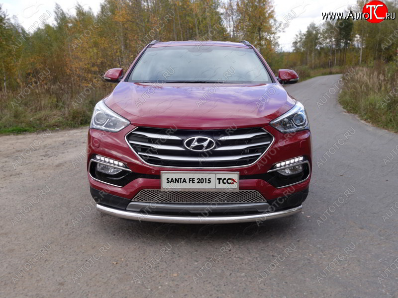 16 899 р. Защита переднего бампера нижняя d60,3 мм ТСС Тюнинг  Hyundai Santa Fe  DM (2015-2019) рестайлинг (нержавейка)  с доставкой в г. Горно‑Алтайск