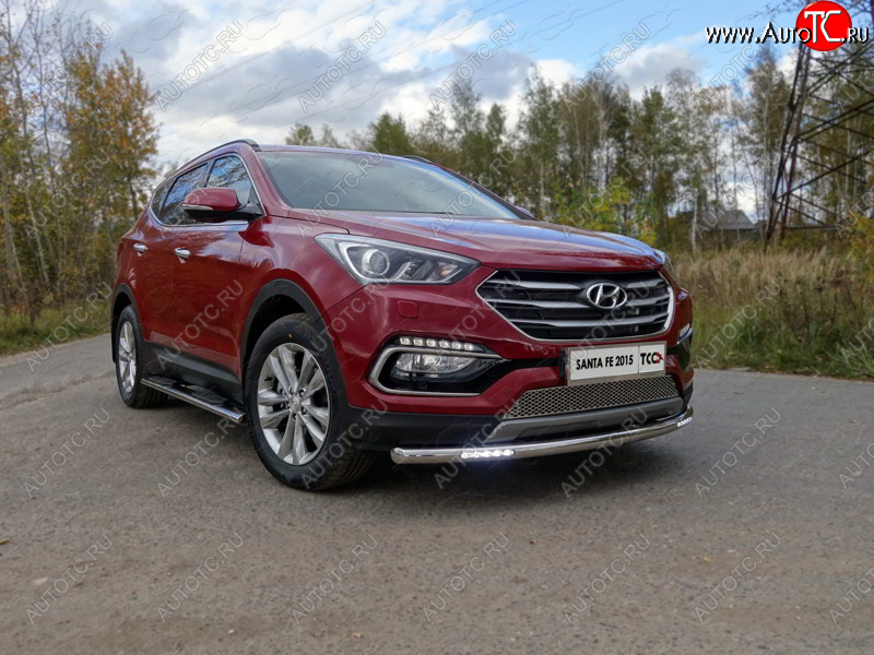 35 999 р. Защита переднего бампера нижняя с ДХО 60,3 мм ТСС Тюнинг Hyundai Santa Fe DM рестайлинг (2015-2019) (нержавейка)  с доставкой в г. Горно‑Алтайск