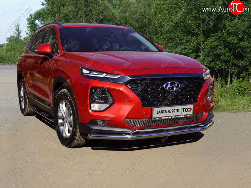 18 699 р. Защита переднего бампера нижняя d60,3 мм ТСС Тюнинг  Hyundai Santa Fe  TM (2018-2021) дорестайлинг (нержавейка)  с доставкой в г. Горно‑Алтайск