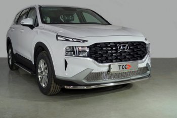 17 099 р. Защита переднего бампера нижняя d42,4 мм ТСС Тюнинг Hyundai Santa Fe TM рестайлинг (2020-2022) (нержавейка)  с доставкой в г. Горно‑Алтайск. Увеличить фотографию 1