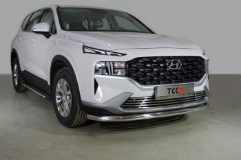 20 749 р. Защита переднего бампера нижняя d60,3 мм ТСС Тюнинг Hyundai Santa Fe TM рестайлинг (2020-2022) (нержавейка)  с доставкой в г. Горно‑Алтайск. Увеличить фотографию 1