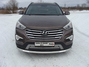 Защита переднего бампера нижняя с ходовыми огнями 60,3 мм ТСС Тюнинг Hyundai (Хюндаи) Grand Santa Fe (гранд)  1 DM (2013-2016) 1 DM дорестайлинг ()