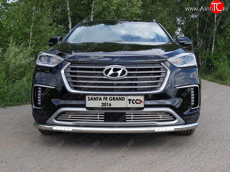 35 849 р. Защита переднего бампера нижняя с ДХО 60,3 мм ТСС Тюнинг  Hyundai Grand Santa Fe  1 DM (2016-2018) рестайлинг (нержавейка)  с доставкой в г. Горно‑Алтайск