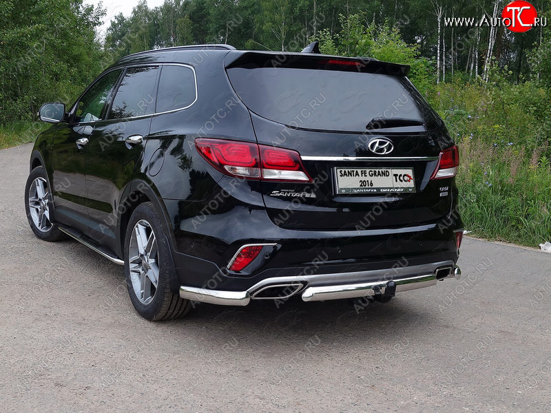 16 849 р. Защита задняя (центральная овальная 75х42 мм) ТСС Тюнинг  Hyundai Santa Fe  DM (2015-2019) рестайлинг  с доставкой в г. Горно‑Алтайск