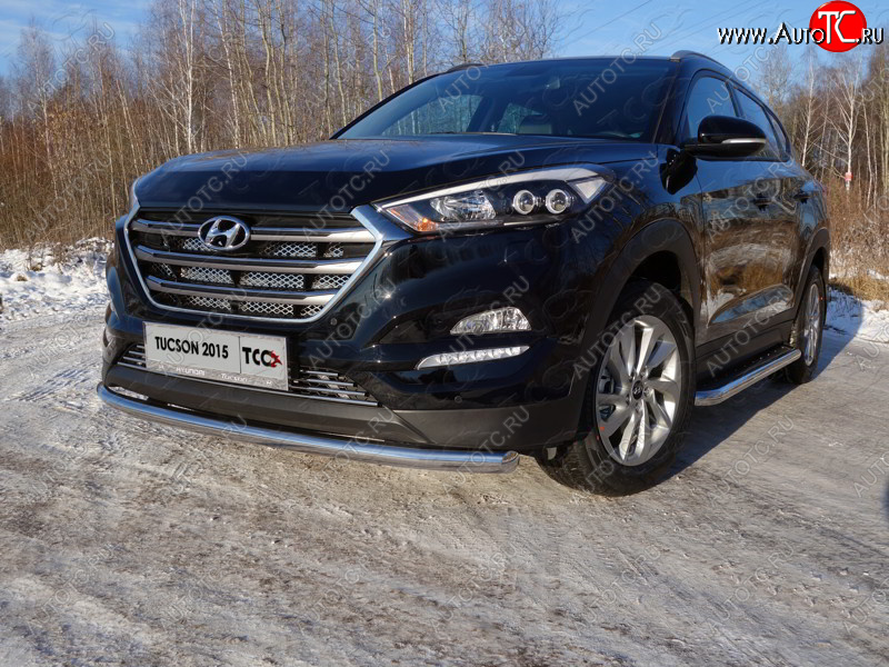 18 699 р. Защита переднего бампера нижняя d60,3 мм ТСС Тюнинг Hyundai Tucson TL дорестайлинг (2015-2018) (нержавейка)  с доставкой в г. Горно‑Алтайск