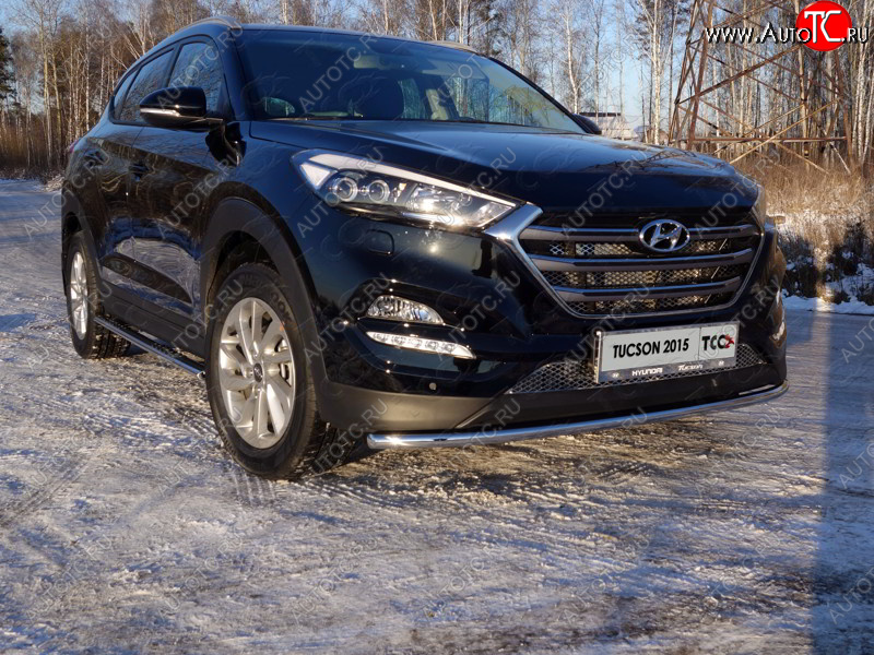 16 549 р. Защита переднего бампера нижняя d42,4 мм ТСС Тюнинг Hyundai Tucson TL дорестайлинг (2015-2018) (нержавейка)  с доставкой в г. Горно‑Алтайск