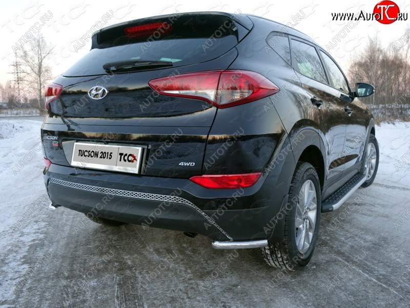 11 999 р. Защита заднего бампера (уголки, d42,4 мм) TCC  Hyundai Tucson  TL (2015-2018) дорестайлинг  с доставкой в г. Горно‑Алтайск