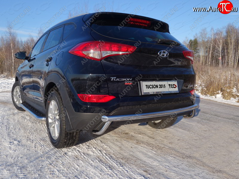 24 949 р. Защита задняя (нержавейка 60,3*42,4 мм) ТСС Тюнинг  Hyundai Tucson  TL (2015-2018) дорестайлинг  с доставкой в г. Горно‑Алтайск