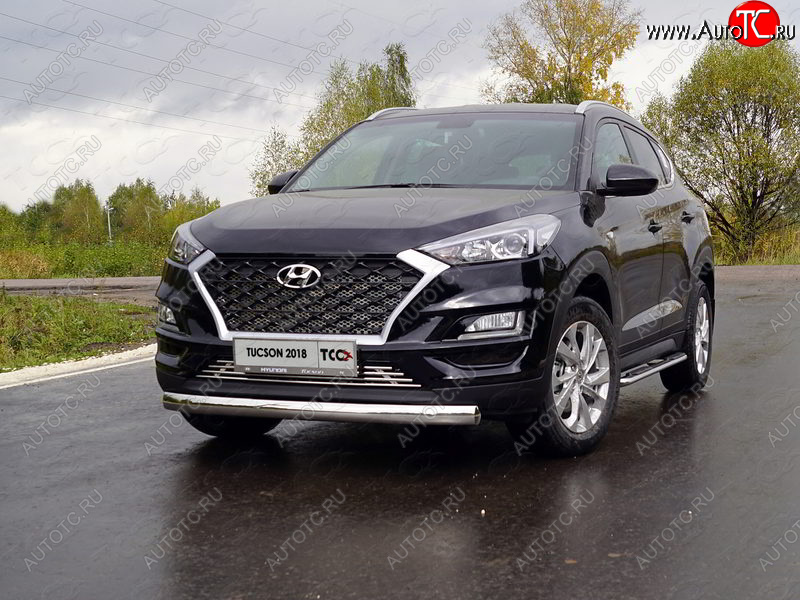 21 899 р. Защита переднего бампера овальная 75х42 мм ТСС Тюнинг Hyundai Tucson TL рестайлинг (2018-2021) (нержавейка)  с доставкой в г. Горно‑Алтайск