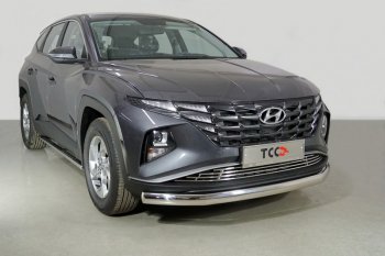 23 899 р. Защита переднего бампера нижняя овальная 75х42 мм ТСС Тюнинг Hyundai Tucson NX4 (2020-2022) (нержавейка)  с доставкой в г. Горно‑Алтайск. Увеличить фотографию 1