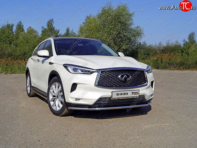 19 999 р. Защита переднего бампера нижняя d42,4 мм ТСС Тюнинг INFINITI Qx50 J55 (2017-2022) (нержавейка)  с доставкой в г. Горно‑Алтайск