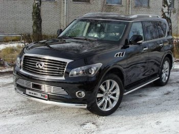 Защита переднего бампера нижняя 75*42 мм ТСС Тюнинг INFINITI QX56 Z62 (2010-2013) ()