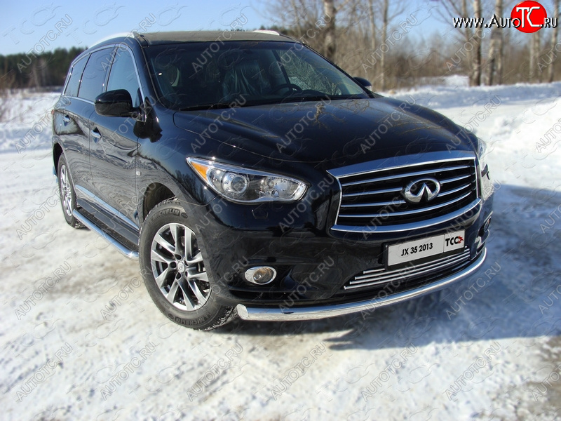 24 949 р. Защита переднего бампера нижняя 76,1 мм ТСС Тюнинг INFINITI QX60 L50 дорестайлинг (2013-2016) (нержавейка)  с доставкой в г. Горно‑Алтайск