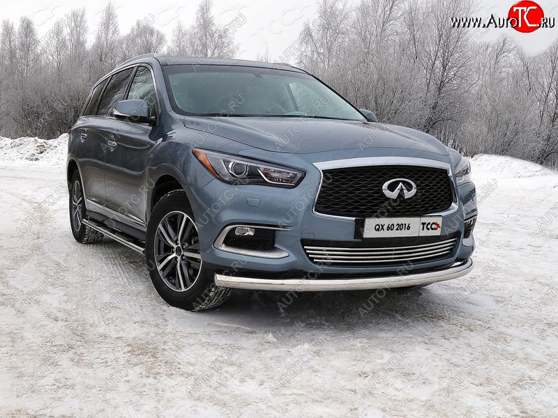 22 999 р. Защита переднего бампера нижняя d76,1 мм ТСС Тюнинг INFINITI QX60 L50 рестайлинг (2016-2021) (нержавейка)  с доставкой в г. Горно‑Алтайск