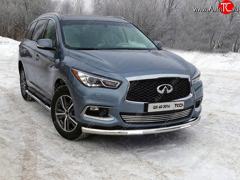 40 999 р. Защита переднего бампера нижняя с ДХО 76,1 мм ТСС Тюнинг INFINITI QX60 L50 рестайлинг (2016-2021) (нержавейка)  с доставкой в г. Горно‑Алтайск