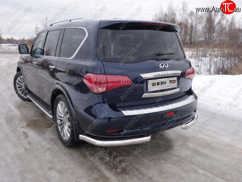 30 999 р. Защита задняя (уголки, нержавейка 76,1 мм) ТСС Тюнинг  INFINITI QX80  Z62 (2014-2018) 1-ый рестайлинг  с доставкой в г. Горно‑Алтайск