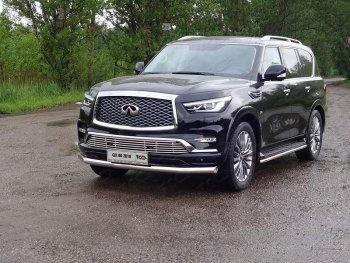 Защита переднего бампера нижняя d76,1 мм ТСС Тюнинг INFINITI QX80 Z62 2-ой рестайлинг (2018-2024)  (нержавейка)