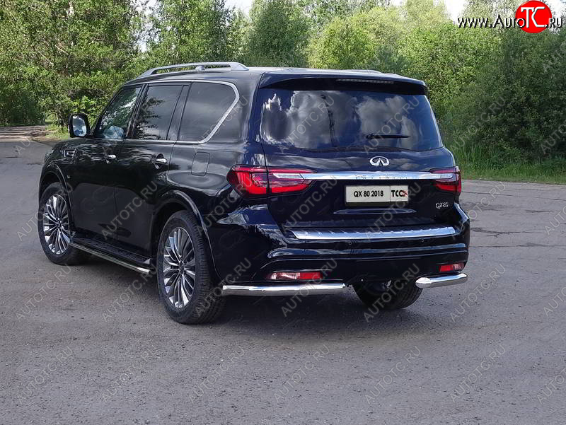 30 999 р. Защита задняя (уголки, нержавейка 76,1 мм) ТСС Тюнинг INFINITI QX80 Z62 2-ой рестайлинг (2018-2024)  с доставкой в г. Горно‑Алтайск