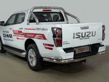 Защита заднего бампера (3.0D, уголки двойные, d76.1/42.4 мм) TCC Isuzu (Исузу) D-Max (Д) ( RT85,TFR SingleCab,  RG) (2015-2023) RT85,TFR SingleCab, RG рестайлинг, DoubleCab