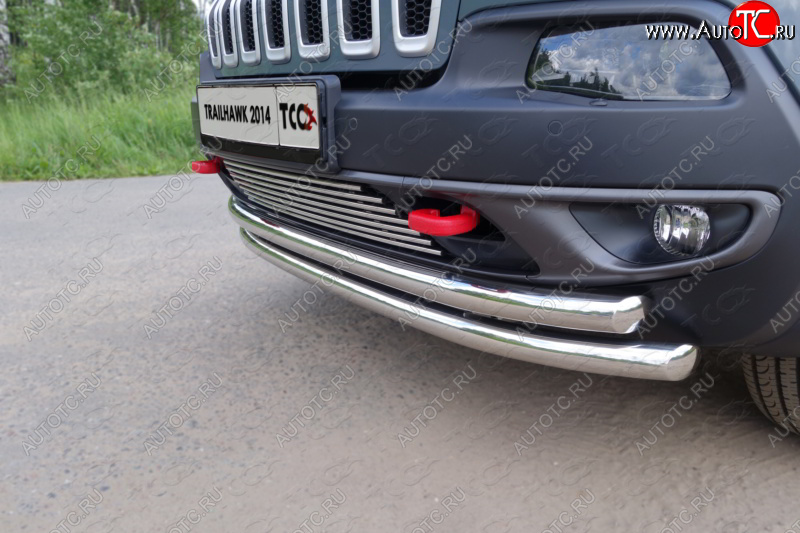 10 799 р. Декоративная вставка переднего бампера (Trailhawk) ТСС Тюнинг Jeep Cherokee KL дорестайлинг (2014-2017) (d 12 мм)  с доставкой в г. Горно‑Алтайск