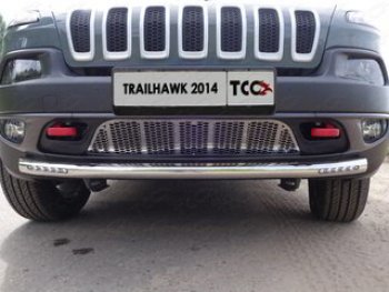 Защита переднего бампера (Trailhawk, 60,3 мм ДХО) ТСС Тюнинг Jeep Cherokee KL дорестайлинг (2014-2017)  (нержавейка)