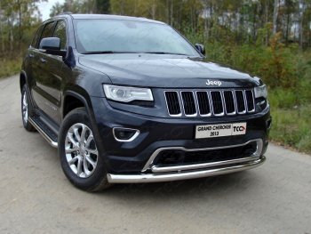 Защита переднего бампера нижняя двойная 76,1*42,2 мм ТСС Тюнинг Jeep Grand Cherokee WK2 1-ый рестайлинг (2013-2018) ()