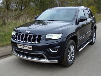 Защита переднего бампера овальная длинная 75х42 мм ТСС Тюнинг Jeep (Джип) Grand Cherokee (Гран)  WK2 (2013-2018) WK2 1-ый рестайлинг ()