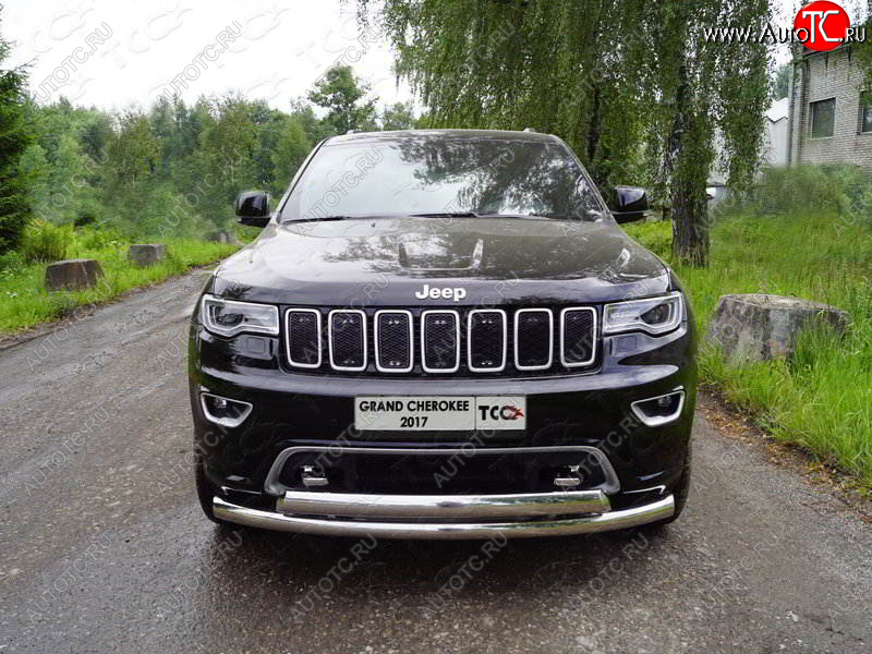 32 749 р. Защита передняя нижняя двойная 76,1*75 мм Тюнинг  Jeep Grand Cherokee  WK2 (2017-2022) 2-ой рестайлинг (нержавейка)  с доставкой в г. Горно‑Алтайск