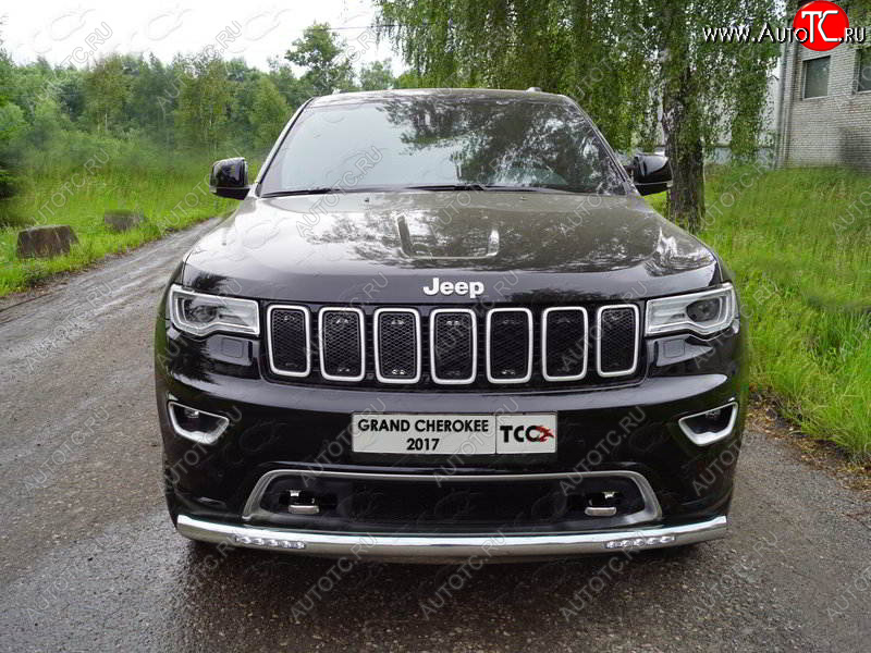 39 999 р. Защита переднего бампера нижняя с ДХО 76,1 мм ТСС Тюнинг Jeep Grand Cherokee WK2 2-ой рестайлинг (2017-2022) (нержавейка)  с доставкой в г. Горно‑Алтайск