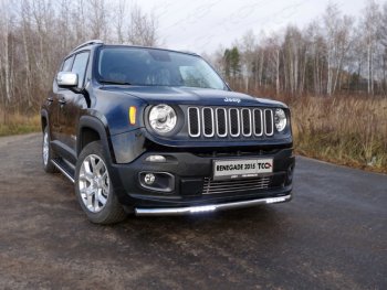 Защита переднего бампера нижняя с ДХО 60,3 мм ТСС Тюнинг Jeep Renegade дорестайлинг (2014-2018) ()