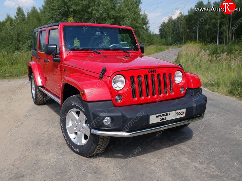 21 799 р. Защита переднего бампера нижняя d76,1 мм ТСС Тюнинг Jeep Wrangler JK (2007-2018) (нержавейка)  с доставкой в г. Горно‑Алтайск