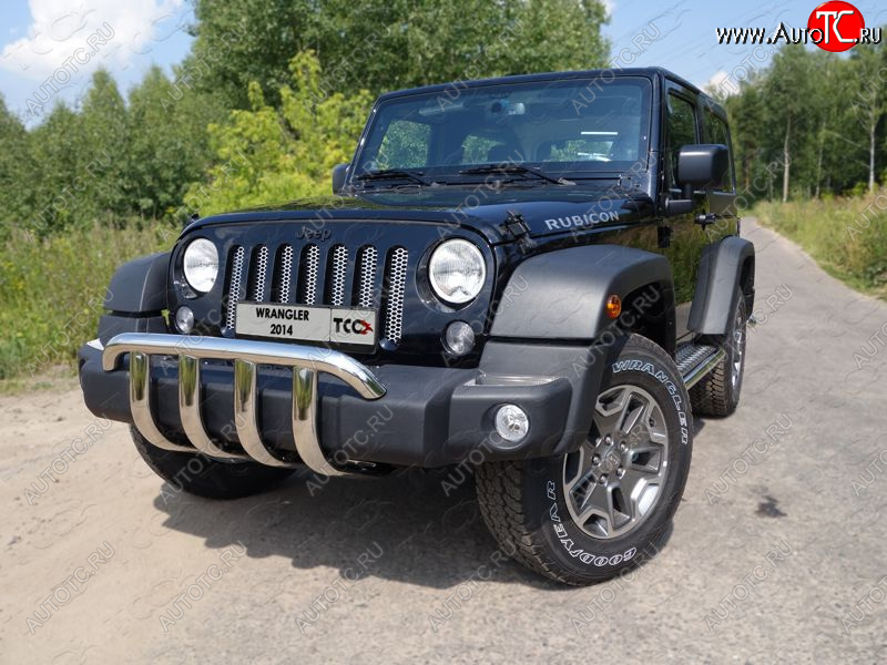 30 999 р. Защита переднего бампера кенгурин 60,3 мм ТСС Тюнинг Jeep Wrangler JK (2007-2018) (нержавейка)  с доставкой в г. Горно‑Алтайск