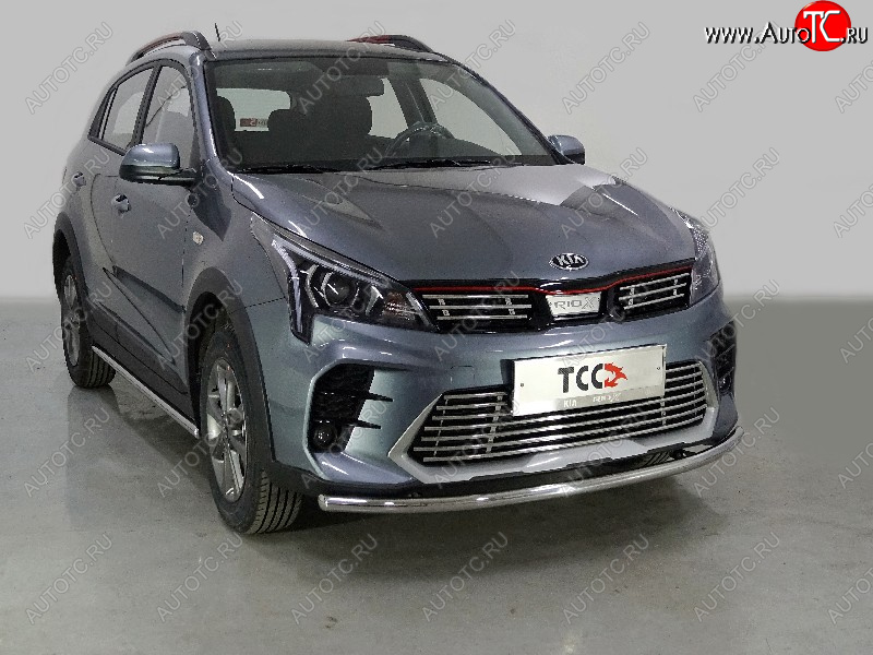 12 599 р. Защита передняя нижняя длинная 42,4 мм ТСС Тюнинг KIA Rio X рестайлинг (2020-2024) (нержавейка)  с доставкой в г. Горно‑Алтайск