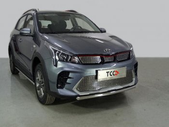 10 549 р. Защита передняя нижняя короткая 42,4 мм ТСС Тюнинг KIA Rio X рестайлинг (2020-2025) (нержавейка)  с доставкой в г. Горно‑Алтайск. Увеличить фотографию 1