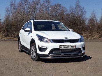 11 749 р. Защита переднего бампера нижняя d42,4 мм ТСС Тюнинг KIA Rio X-line (2017-2021) (нержавейка)  с доставкой в г. Горно‑Алтайск. Увеличить фотографию 1