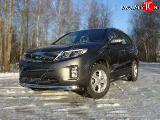 20 899 р. Защита переднего бампера овальная 75х42 мм ТСС тюнинг KIA Sorento UM/Prime дорестайлинг (2014-2018) (нержавейка)  с доставкой в г. Горно‑Алтайск