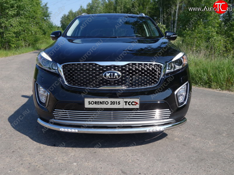 7 699 р. Декоративная вставка переднего бампера ТСС Тюнинг  KIA Sorento  UM/Prime (2014-2018) дорестайлинг (d 12 мм)  с доставкой в г. Горно‑Алтайск