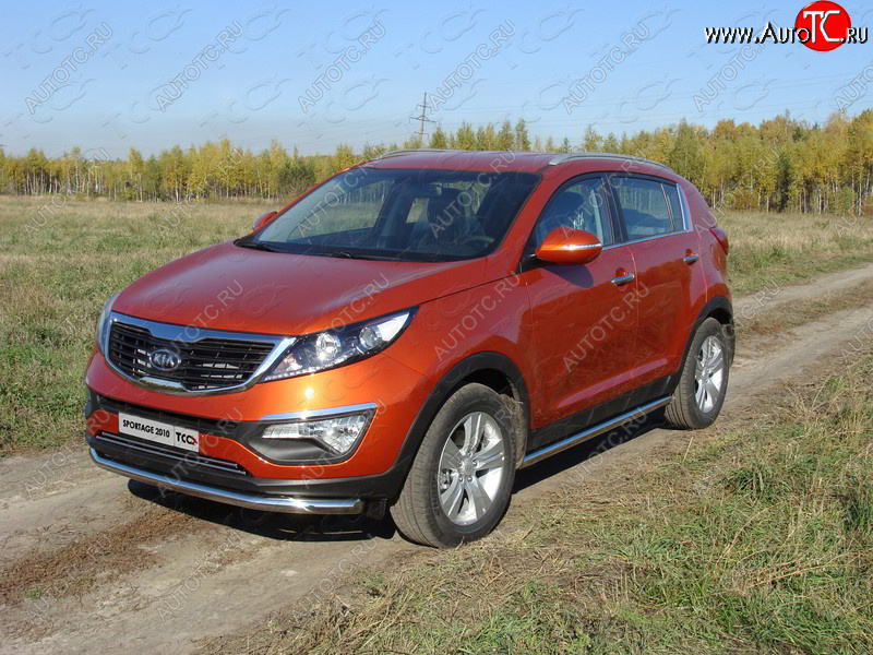 17 999 р. Защита переднего бампера нижняя d60,3 мм ТСС Тюнинг  KIA Sportage  3 SL (2010-2014) дорестайлинг (нержавейка)  с доставкой в г. Горно‑Алтайск