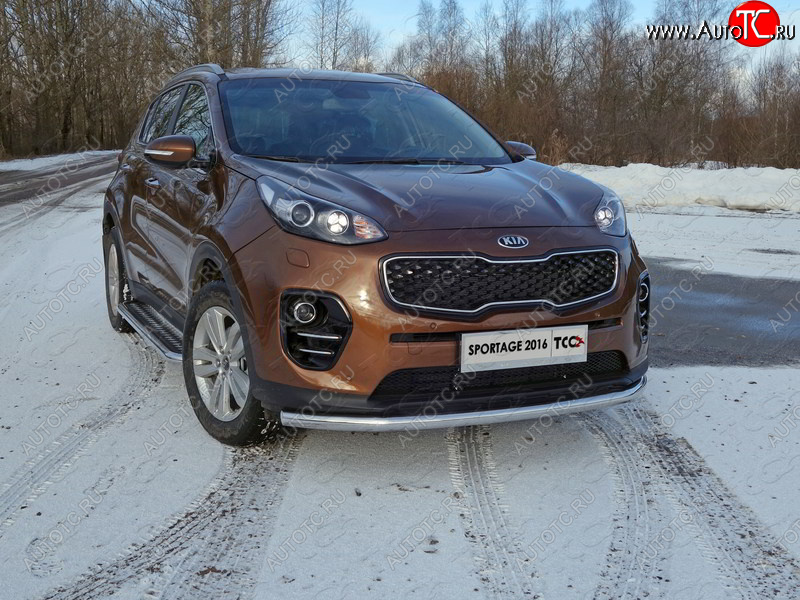 19 999 р. Защита переднего бампера нижняя d60,3 мм ТСС Тюнинг  KIA Sportage  4 QL (2016-2018) дорестайлинг (нержавейка)  с доставкой в г. Горно‑Алтайск