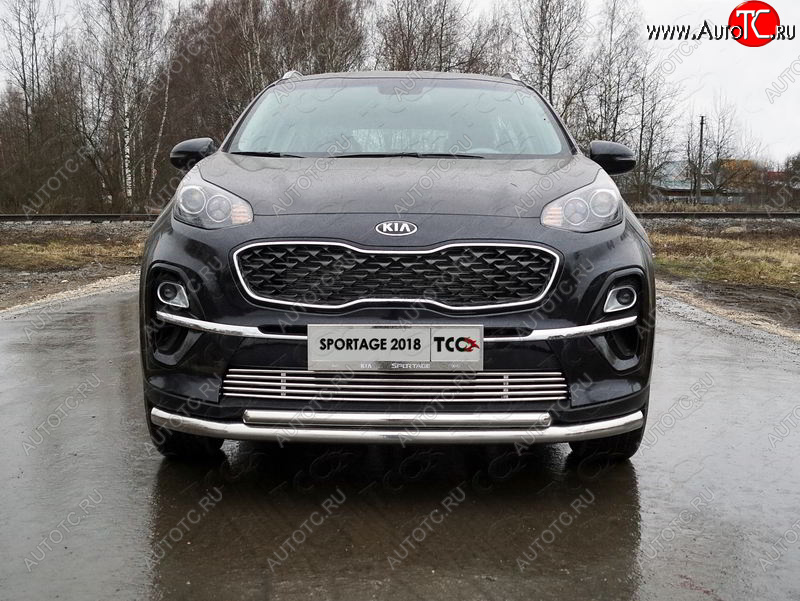 7 699 р. Декоративная вставка переднего бампера ТСС Тюнинг  KIA Sportage  4 QL (2018-2022) рестайлинг (d 12 мм)  с доставкой в г. Горно‑Алтайск