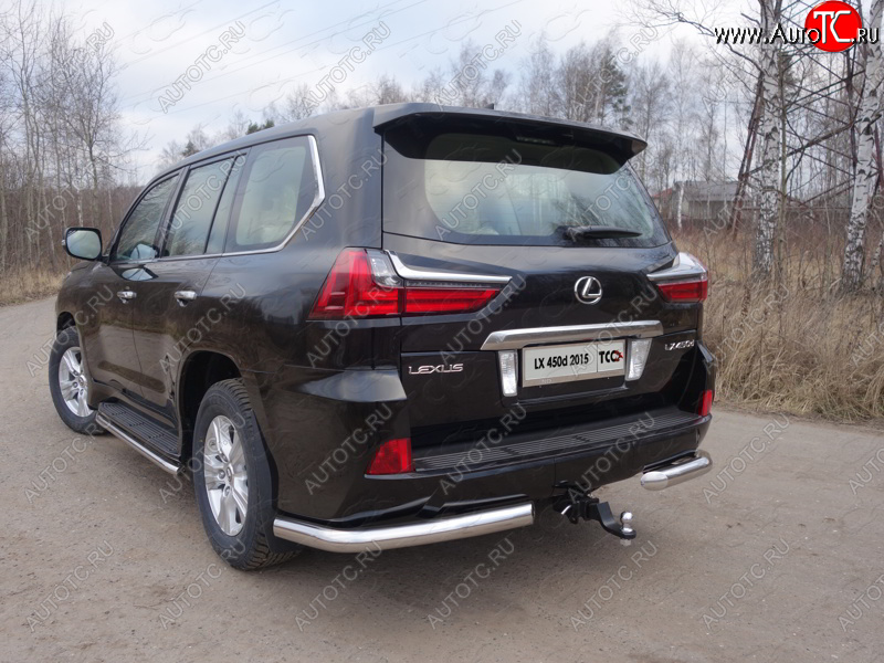 22 999 р. Защита задняя (уголки, нержавейка 76,1 мм) ТСС Тюнинг Lexus LX570 J200 2-ой рестайлинг (2015-2022)  с доставкой в г. Горно‑Алтайск