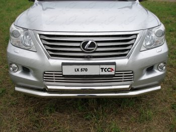 30 899 р. Защита переднего бампера нижняя d76,1*60,3 мм ТСС Тюнинг Lexus LX570 J200 дорестайлинг (2007-2012) (нержавейка)  с доставкой в г. Горно‑Алтайск. Увеличить фотографию 1